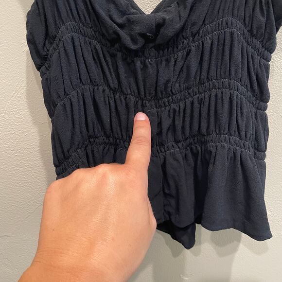 Reformation Ruched Waist Flutter Strap Tank Black - Size: Small - Picture 7 of 11